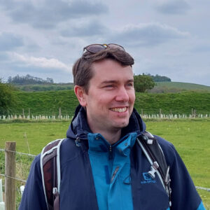 Photo of Nicky Whitehead with a countryside background